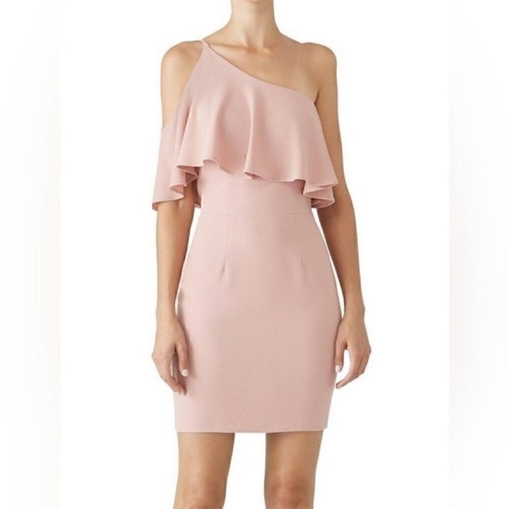 Dress The Population Sabrina One Shoulder Rose Petal Blush Pink Cocktail Dress